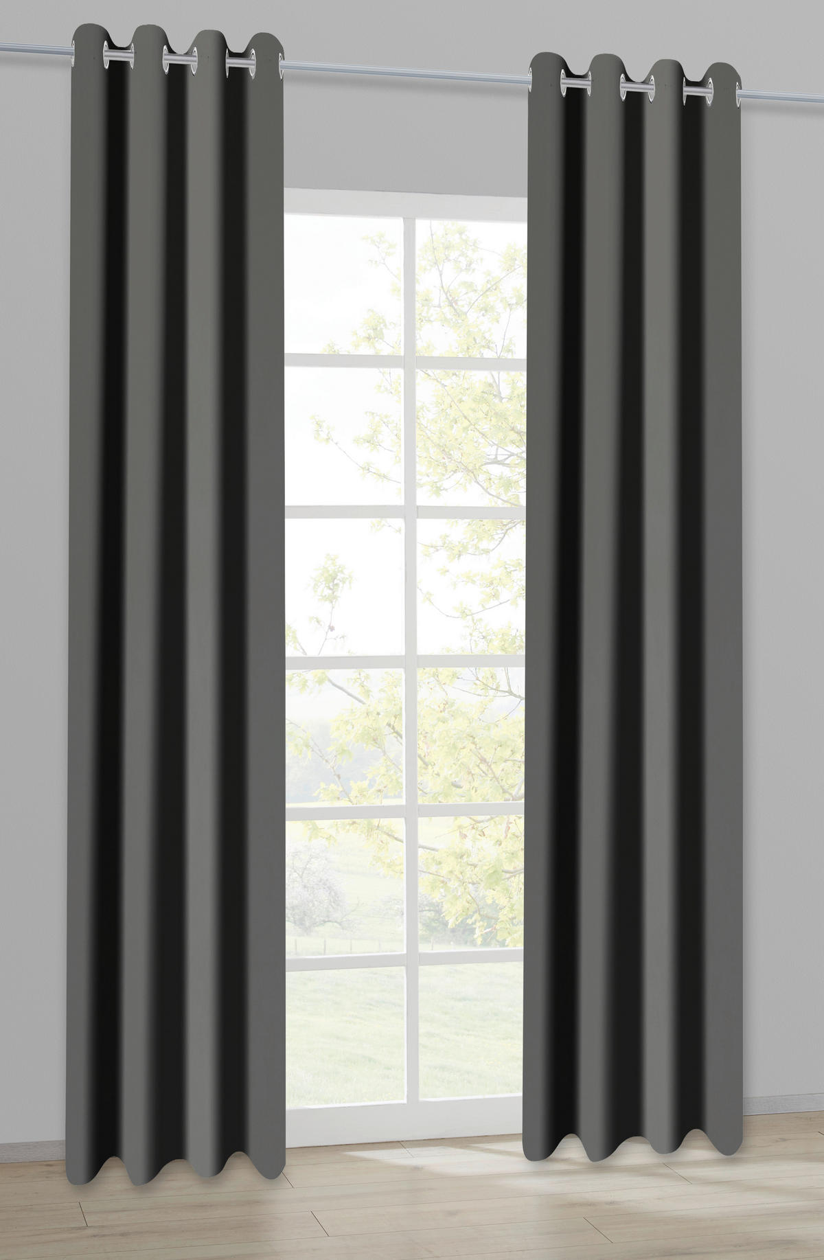 Ösenvorhang Samt anthrazit B/L: ca. 135x245 cm Samt - anthrazit (135,00/245,00cm)
