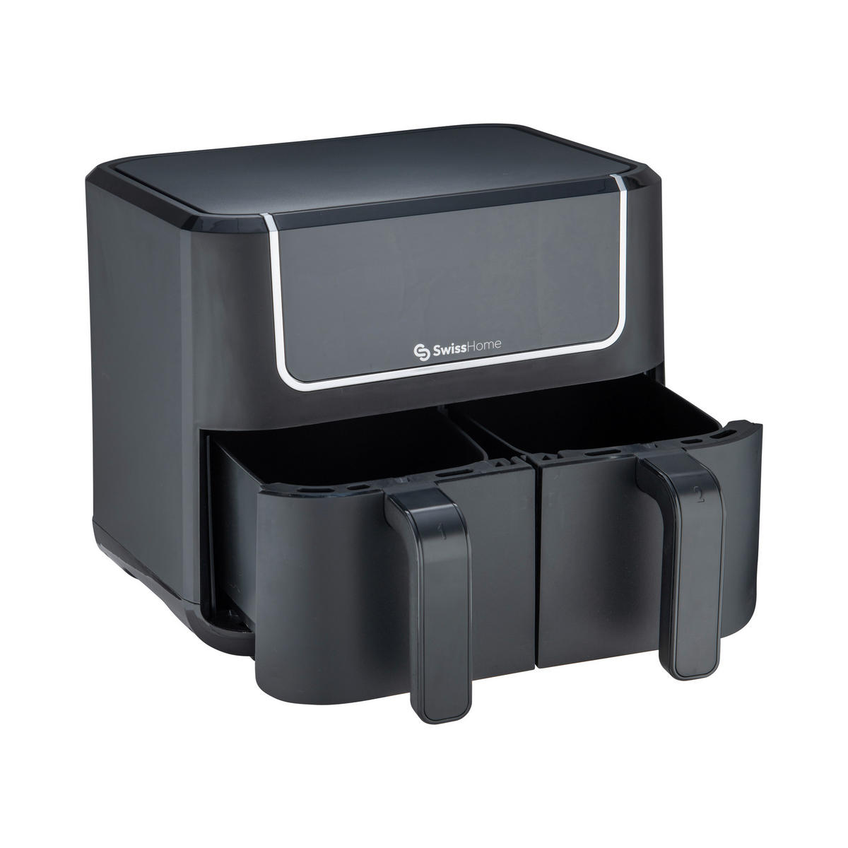 SWISS HOME Doppel-Heißluftfritteuse SH-6931 schwarz Kunststoff B/H/L: ca. 24x28x32 cm ca. 3 l BLACK DARK - schwarz (32,00/24,00/28,00cm) - SWISS HOME