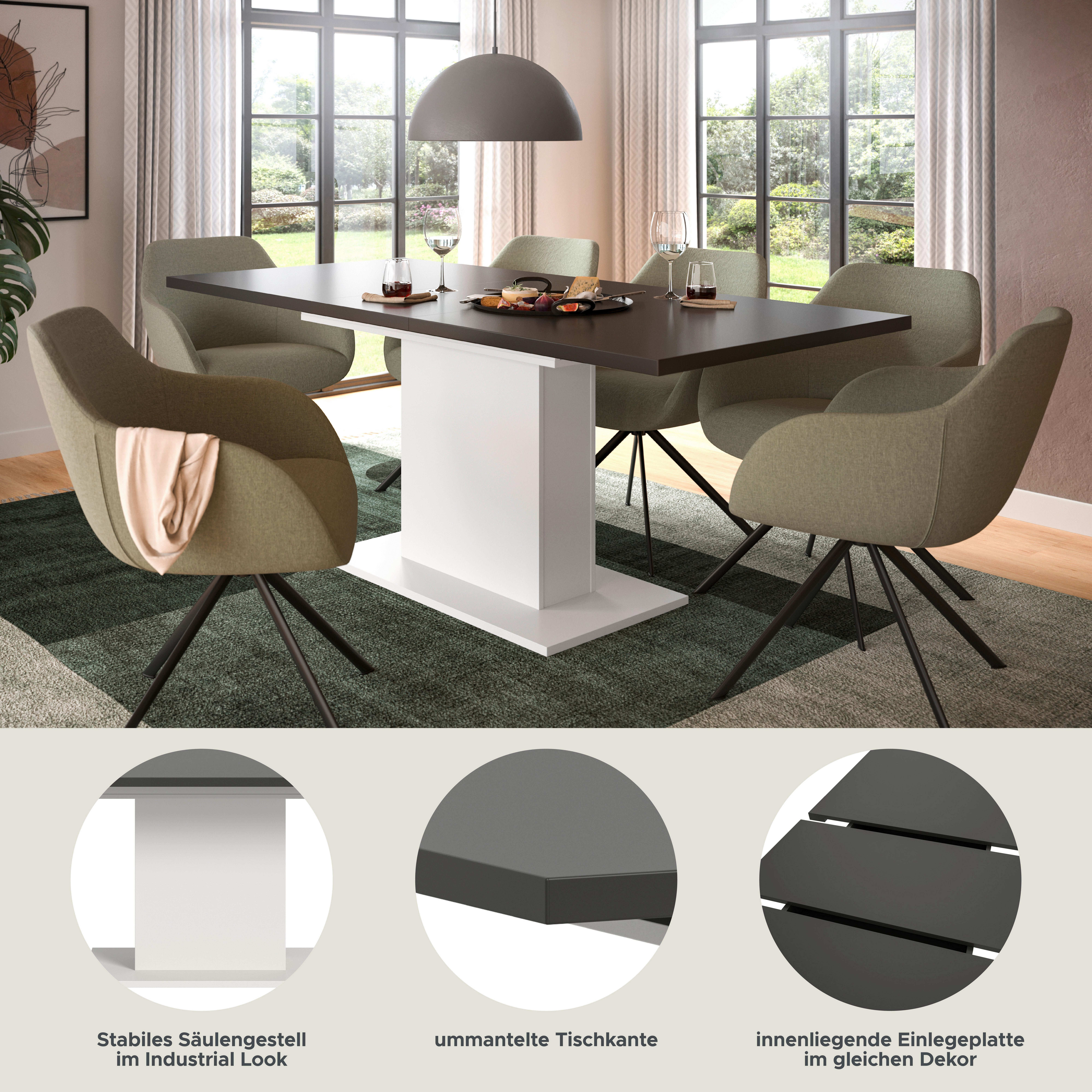 Esstisch MOTION grau B/H/T: ca. 150x76x90 cm MOTION - grau (150,00/76,00/90,00cm) - xonox.home
