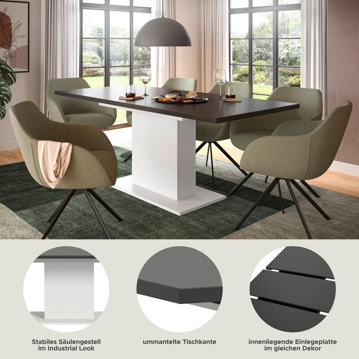 Esstisch MOTION grau B/H/T: ca. 150x76x90 cm MOTION - grau (150,00/76,00/90,00cm) - xonox.home