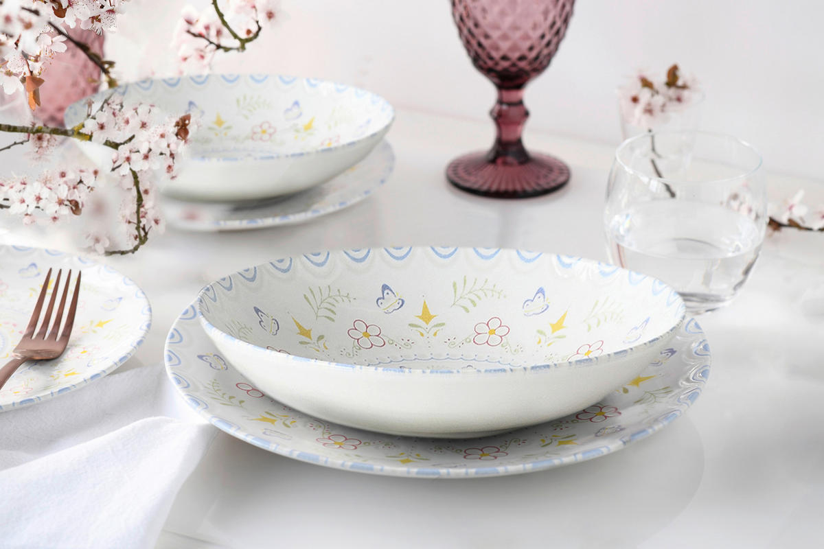 CreaTable Tafelservice Primavera Pastell pastell Steinzeug 12 tlg. Primavera Pastell - pastell - CreaTable