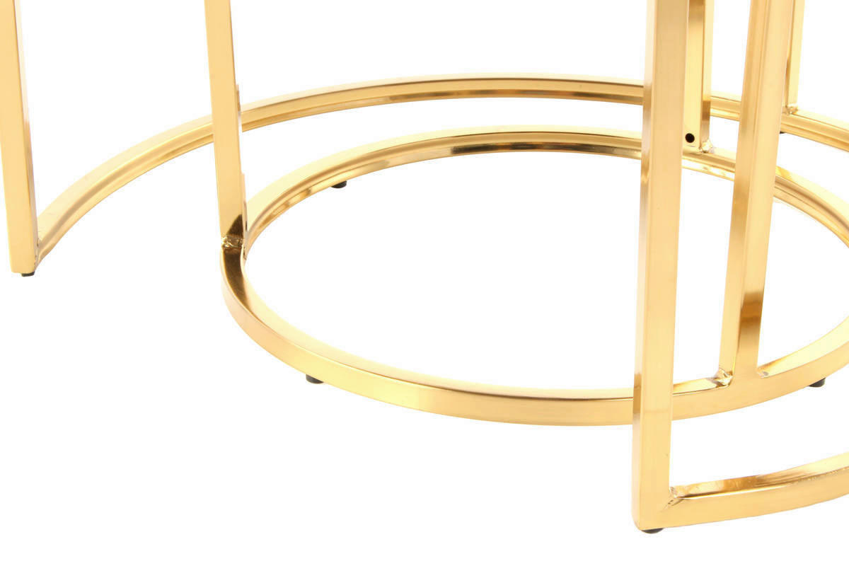 Thumbnail - 360 Living Hocker Becky 800 2er elfenbein gold Metall Samt H/D: ca. 41x60 cm