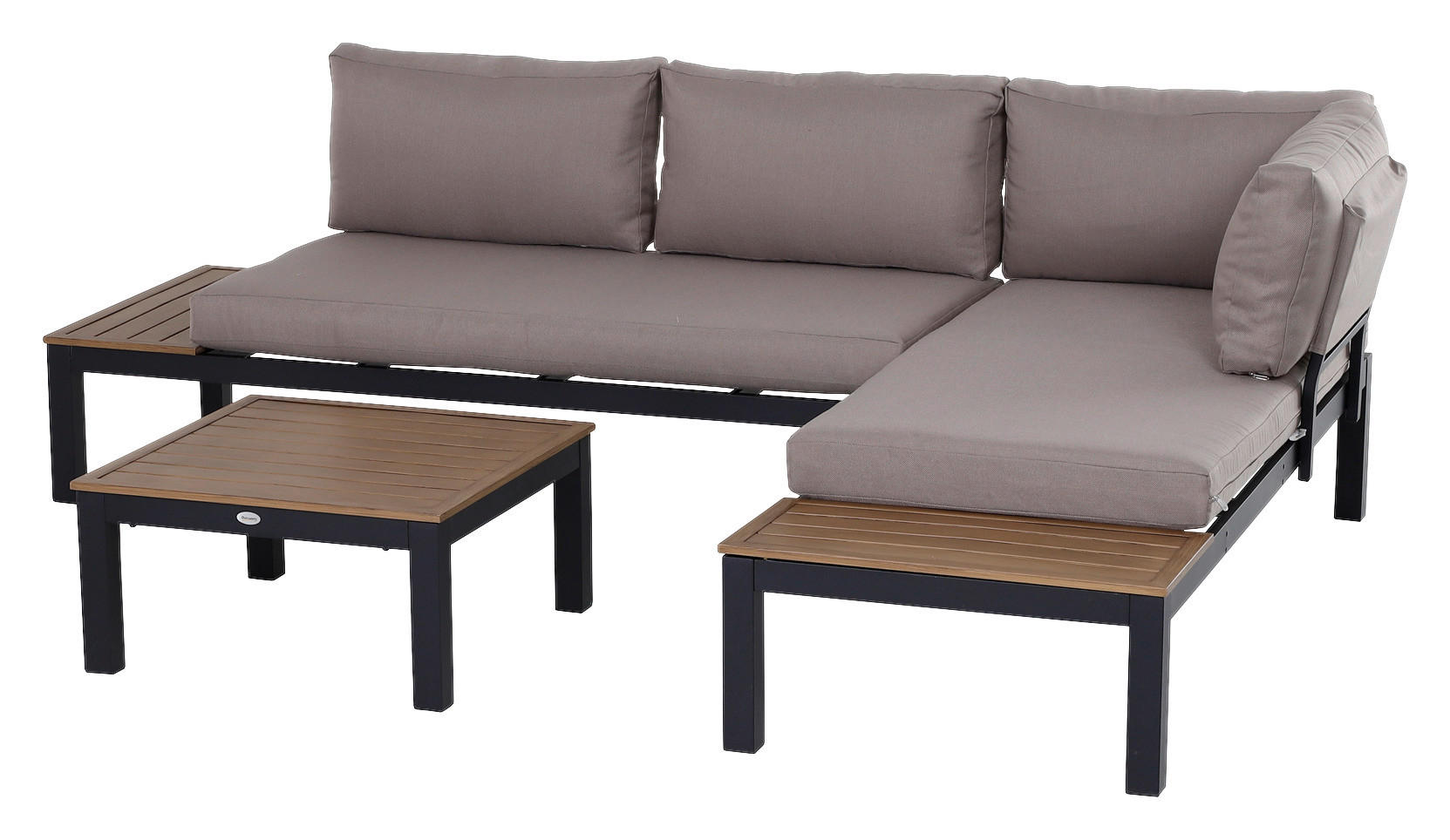 Outsunny Gartengarnitur grau Aluminium B/H/L: ca. 164x69x74 cm Gartengarnitur_mit_Beistelltisch - natur/grau (74,00/164,00/69,00cm) - Outsunny