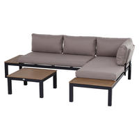 Outsunny Gartengarnitur grau Aluminium B/H/L: ca. 164x69x74 cm Gartengarnitur_mit_Beistelltisch - natur/grau (74,00/164,00/69,00cm) - Outsunny