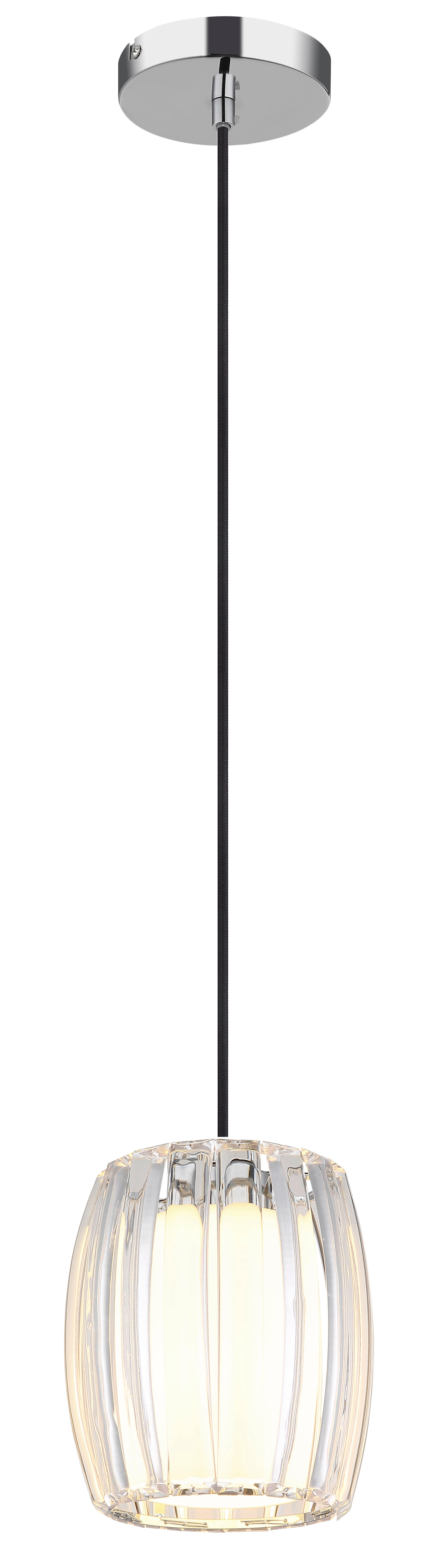 GLOBO Pendelleuchte Chrom Opal schwarz Metall Glas Textil H/D: ca. 120x18 cm E27 1 Brennstellen MARIBEL - schwarz/Opal (18,00/120,00cm) - GLOBO