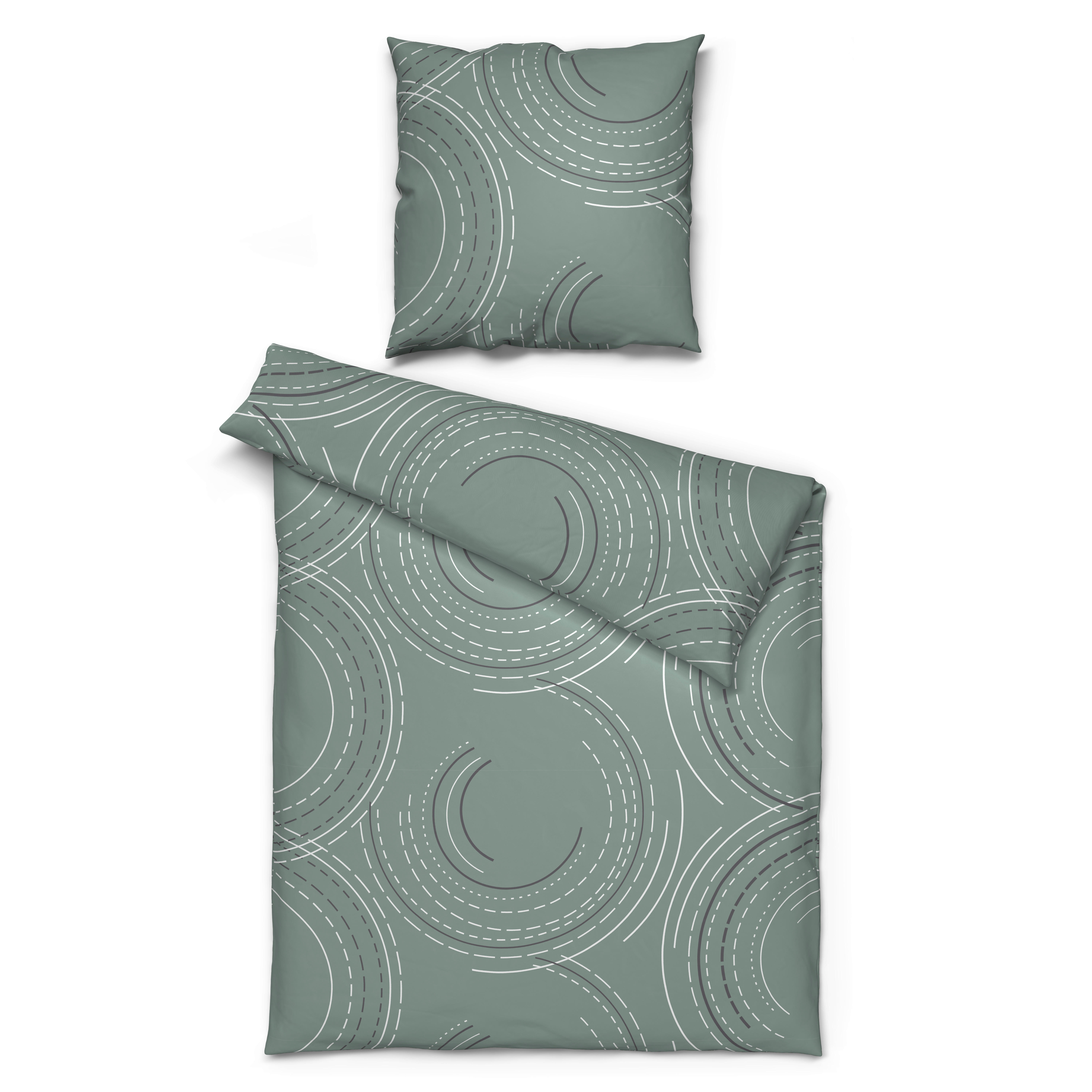 Microfaser Bettwäsche Bettwäsche-Microfaser_Kreise grün - grün (135,00/200,00cm) - Sensation
