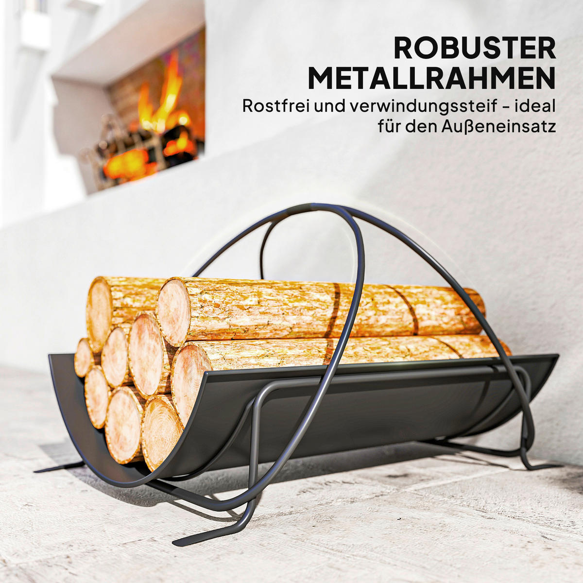 Outsunny Kaminholzregal schwarz B/H/L: ca. 38x33x51 cm Kaminholzregal - schwarz (51,00/38,00/33,00cm) - Outsunny