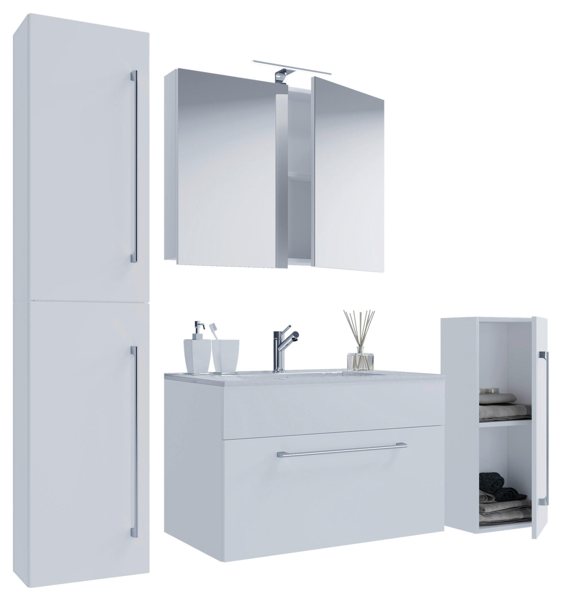 Waschplatz 5tlg-Badinos weiß B/H/T: ca. 80x50x46 cm 5tlg-Badinos - weiß (80,00/50,00/46,00cm) - VCM Möbel