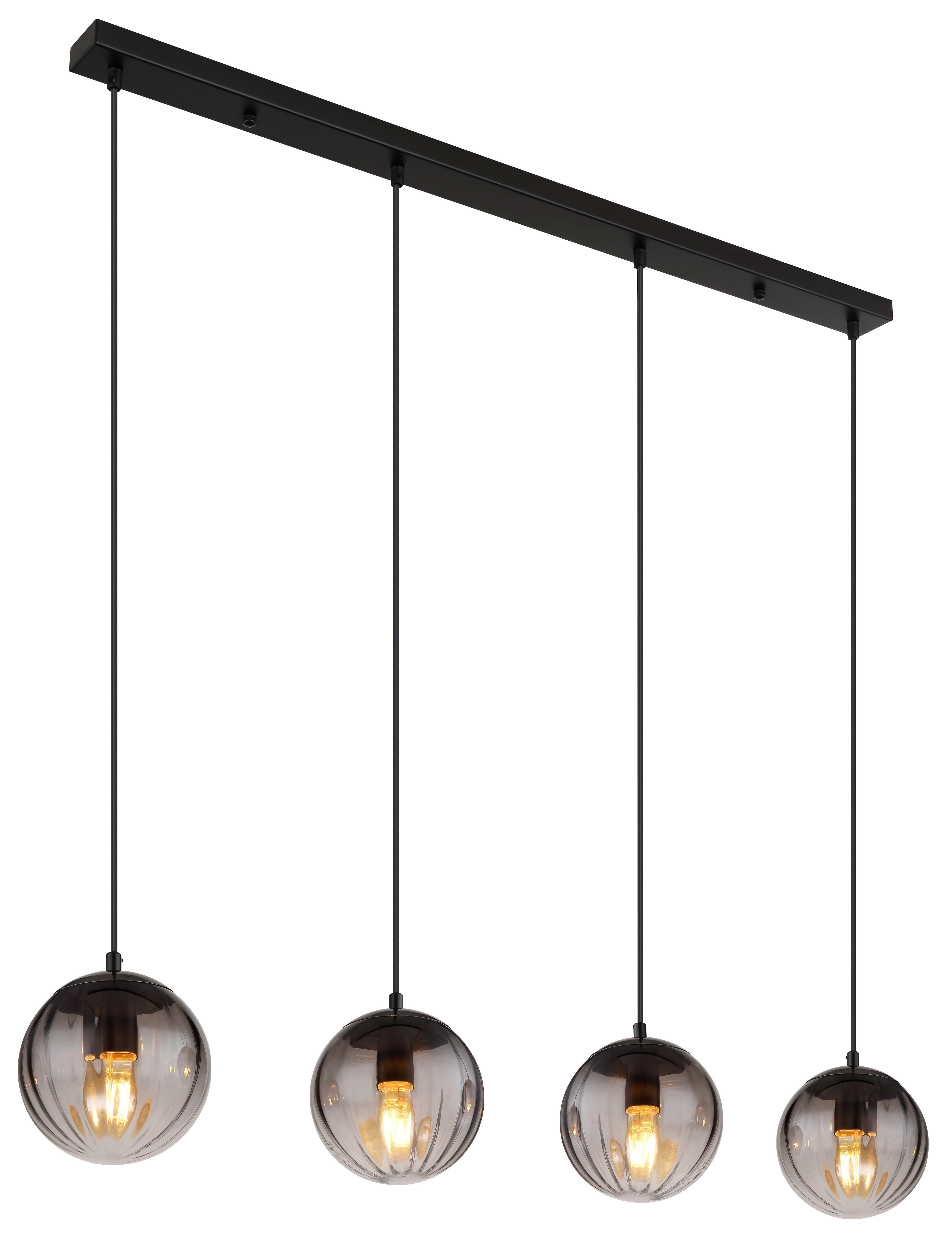 GLOBO Pendelleuchte schwarz klar Metall B/H/T: ca. 17x120x104 cm E27 4 Brennstellen DALLERTA - klar/schwarz (17,00/120,00/104,00cm) - GLOBO