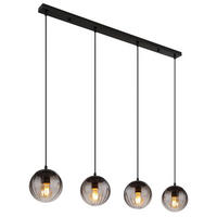GLOBO Pendelleuchte schwarz klar Metall B/H/T: ca. 17x120x104 cm E27 4 Brennstellen DALLERTA - klar/schwarz (17,00/120,00/104,00cm) - GLOBO