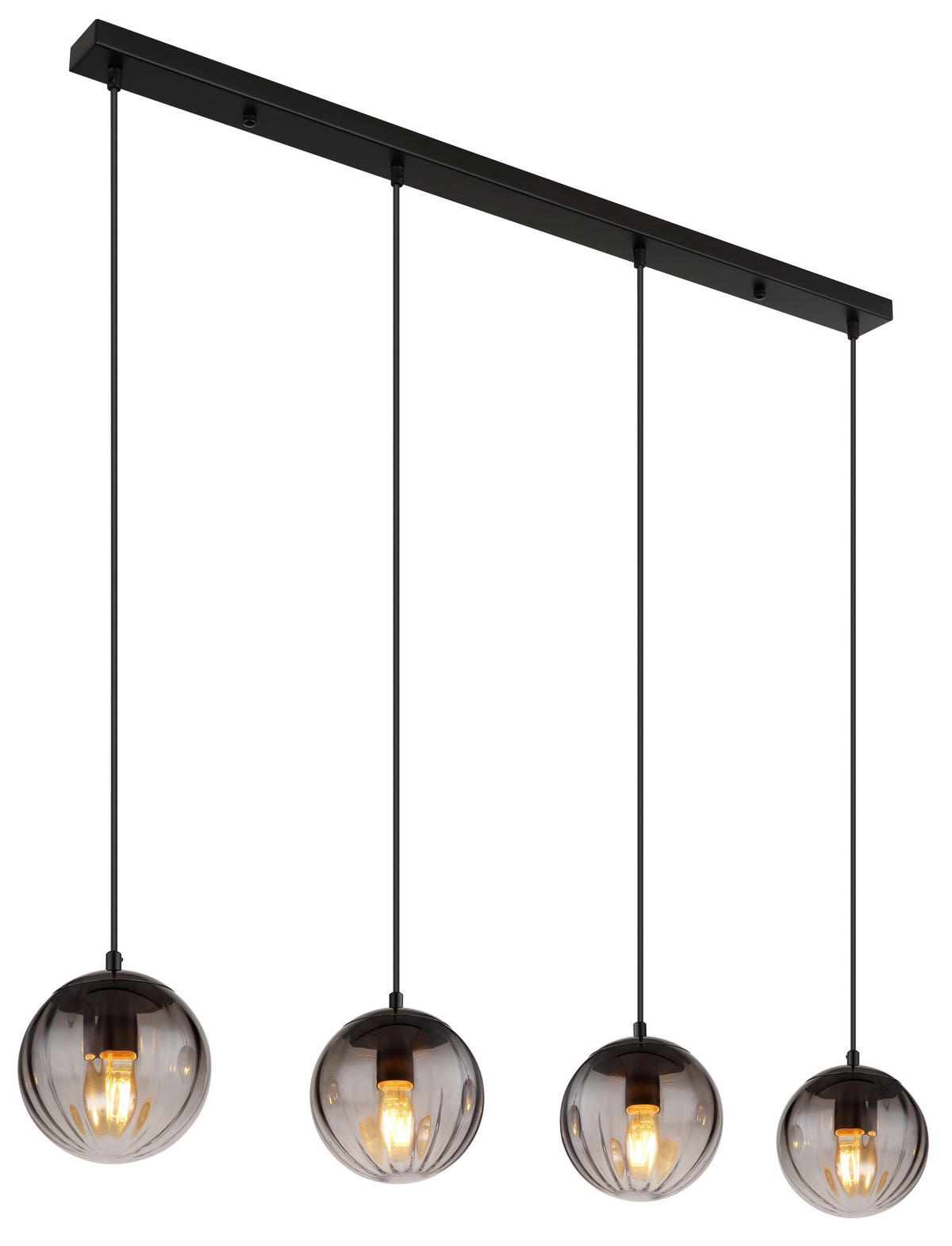 GLOBO Pendelleuchte schwarz klar Metall B/H/T: ca. 17x120x104 cm E27 4 Brennstellen DALLERTA - klar/schwarz (17,00/120,00/104,00cm) - GLOBO