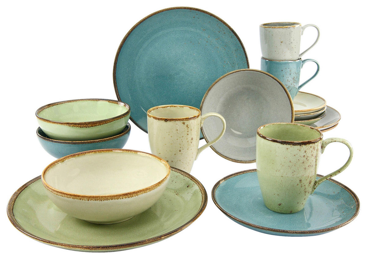 CreaTable Kombiservice NATURE COLLECTION multicolor Steingut 16 tlg. NATURE COLLECTION - multicolor - CreaTable