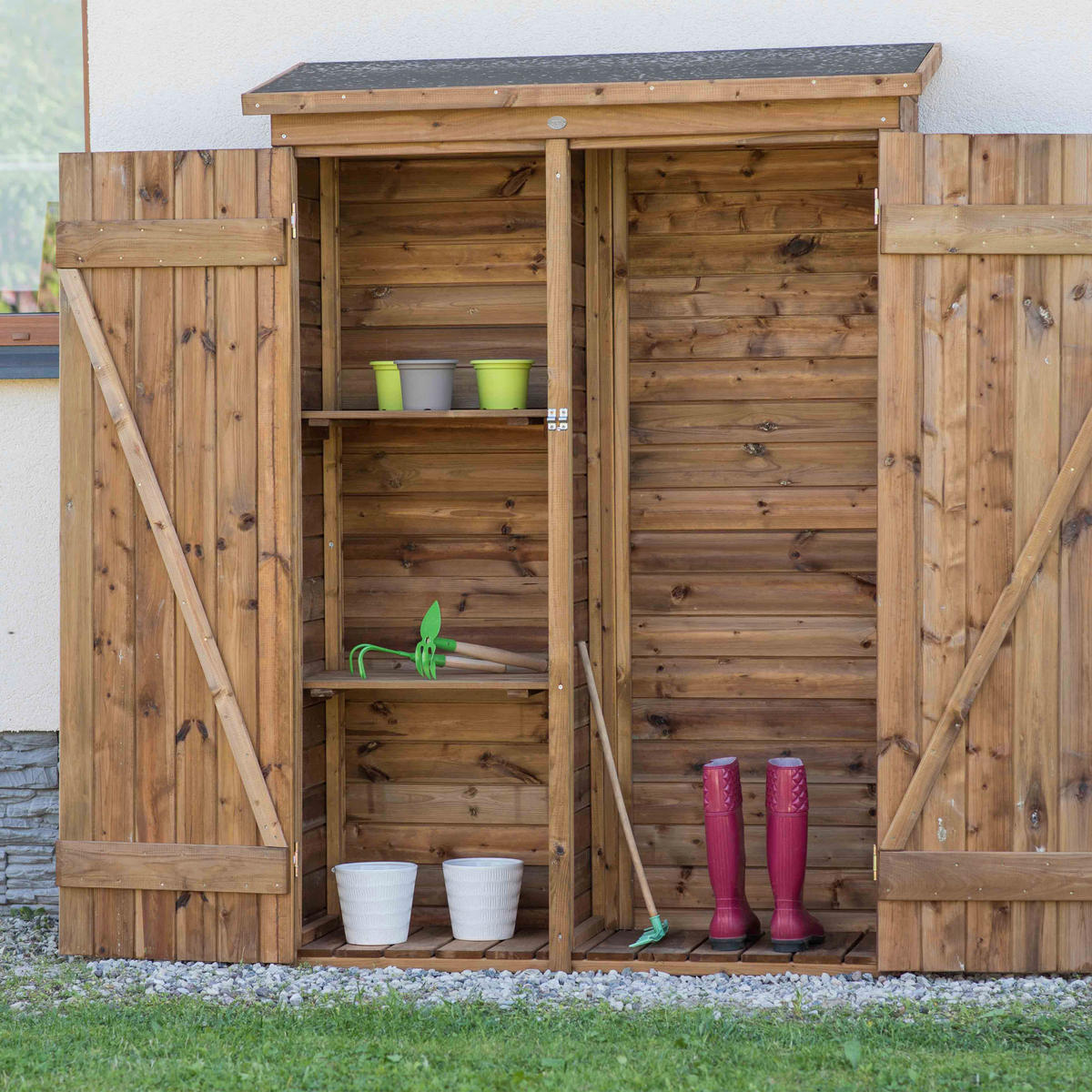 AXI Gartenschrank Olivier braun Holz B/H/T: ca. 122x180x40 cm Olivier - braun (122,00/180,00/40,00cm) - AXI