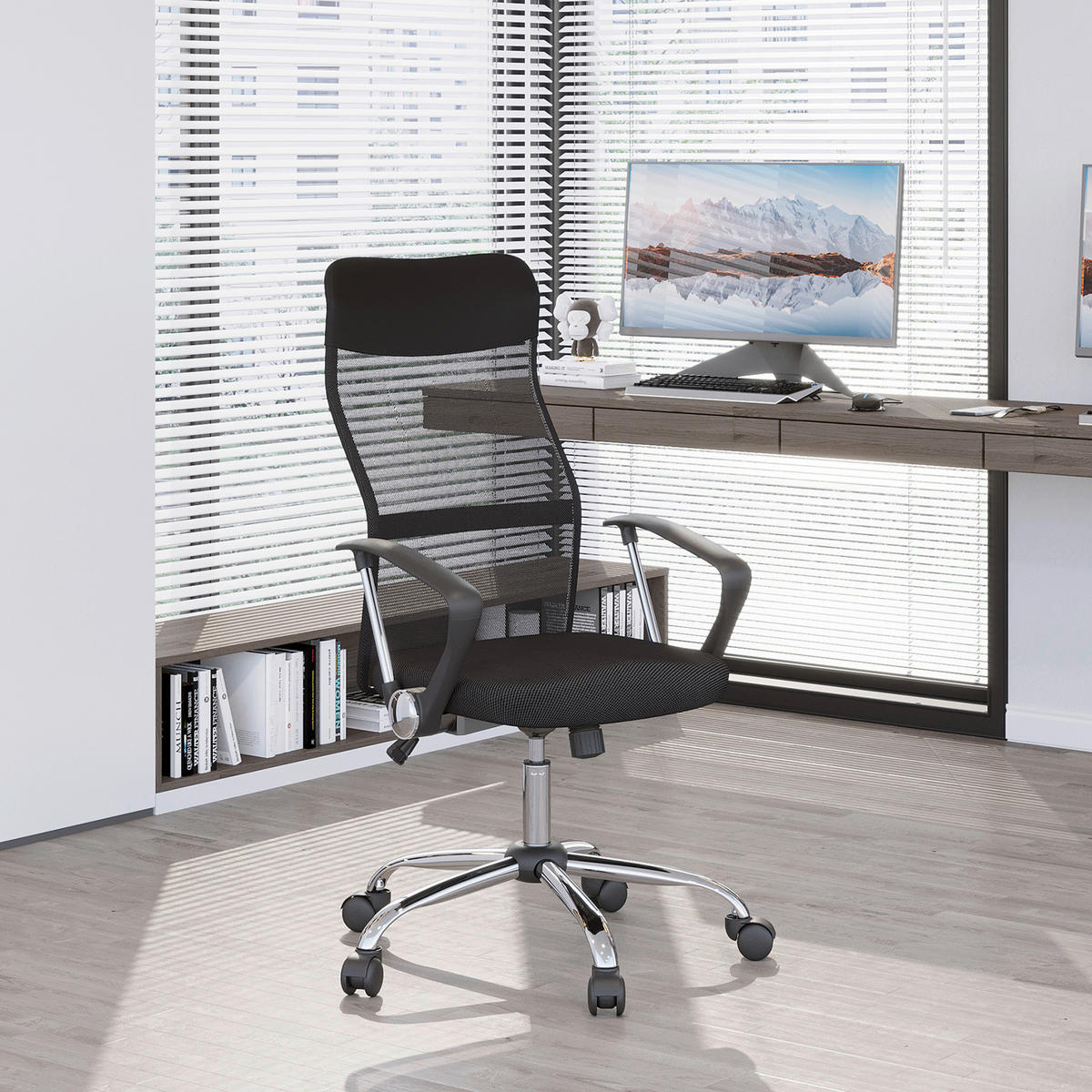 Drehstuhl A2-0093 schwarz A2-0093 - schwarz (63,00/109,00/65,00cm) - HOMCOM