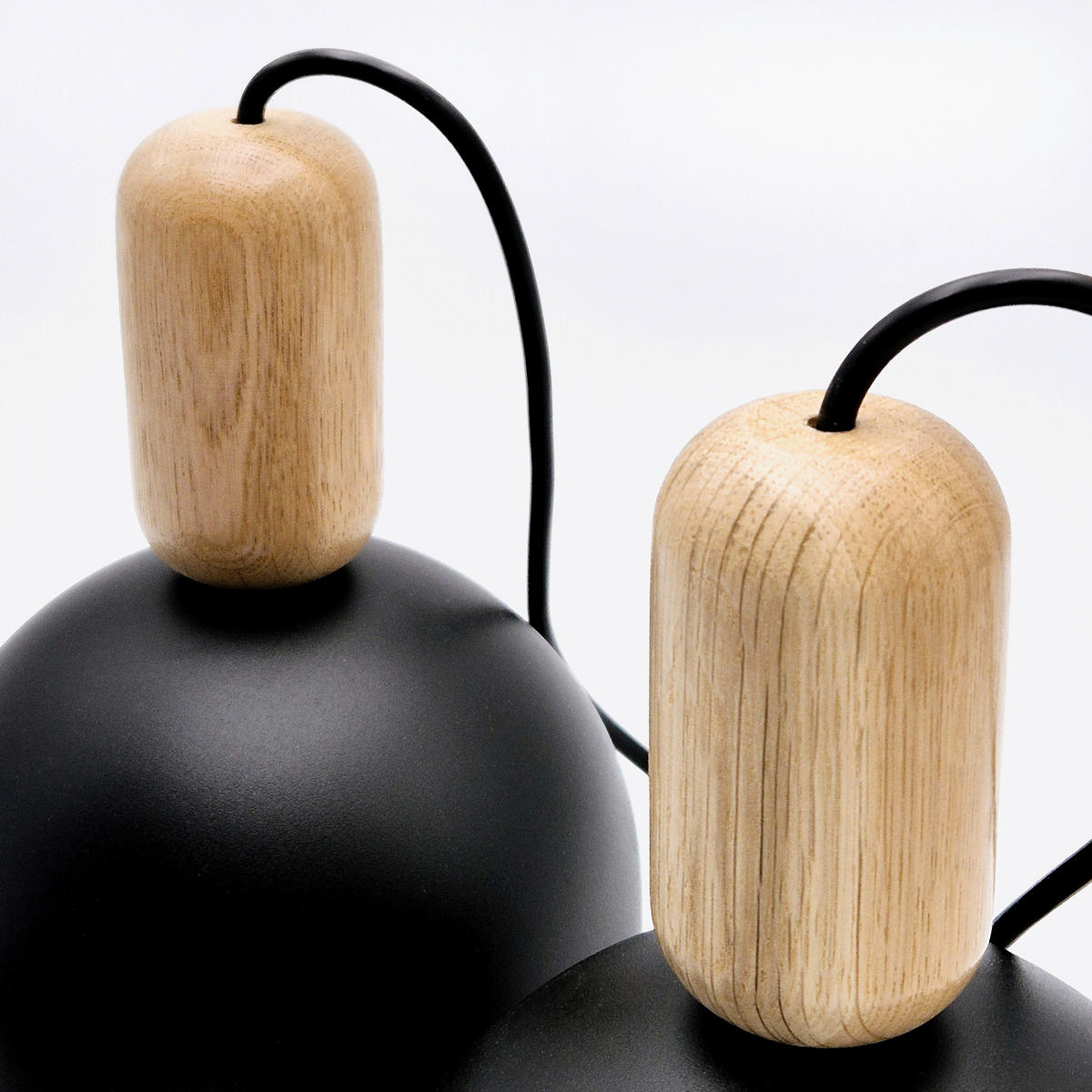 Lamkur Hängeleuchte schwarz Eiche Holz Stahl B/H/L: ca. 15,5x93x41 cm E27 2 Brennstellen Alma - Eiche/schwarz (41,00/15,50/93,00cm) - Lamkur