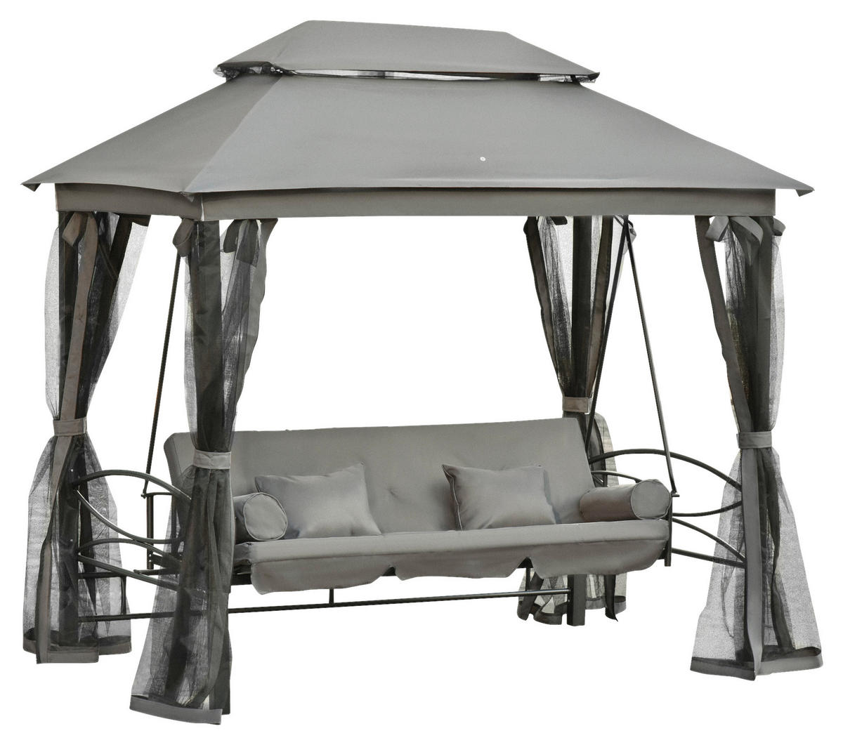 Outsunny Hollywoodschaukel grau Stahl B/H/L: ca. 172x248x256 cm Hollywoodschaukel - grau (256,00/172,00/248,00cm) - Outsunny