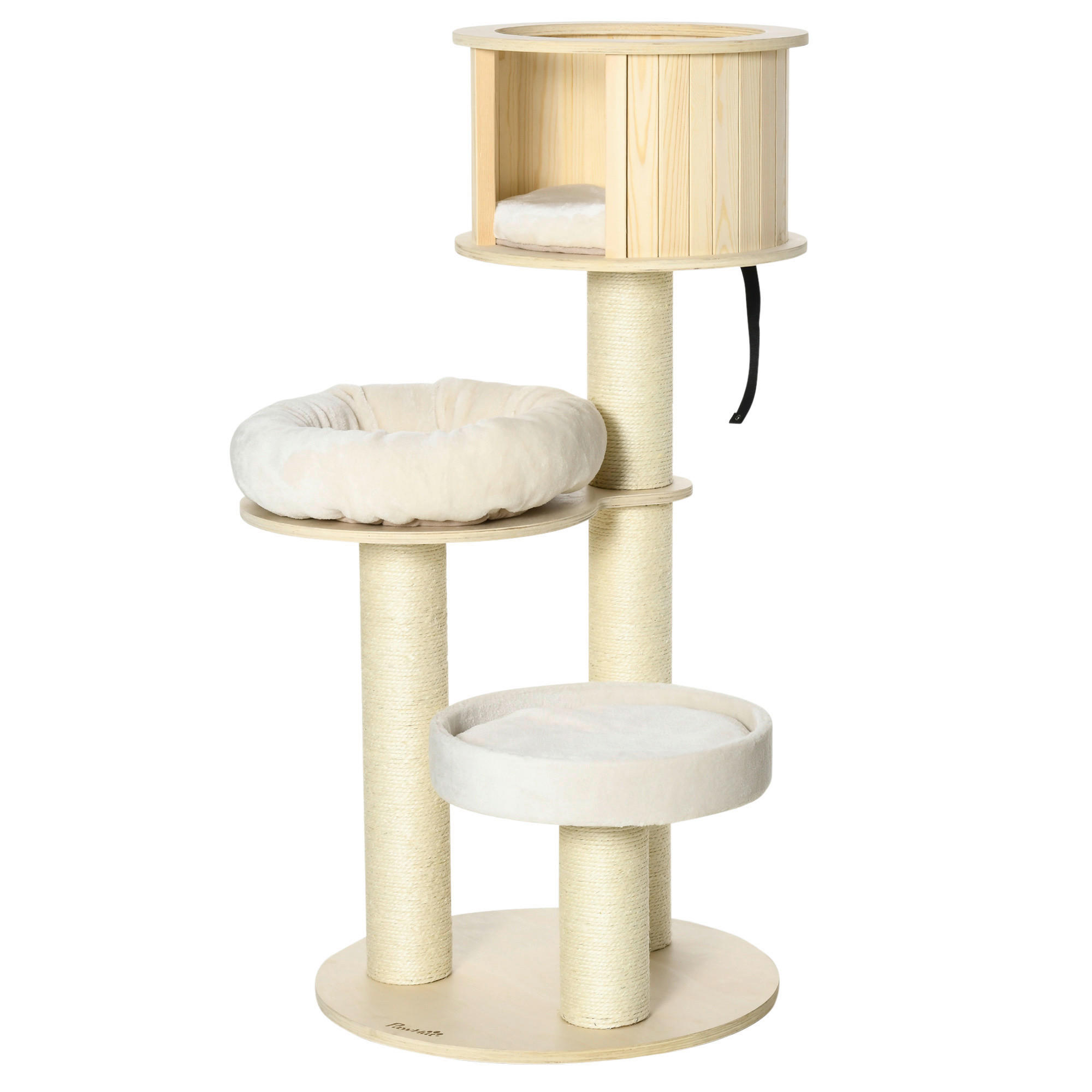 PawHut Kratzbaum natur Kiefer B/H/L: ca. 59,5x122x59,5 cm Kratzbaum - natur/creme (59,50/59,50/122,00cm) - PawHut