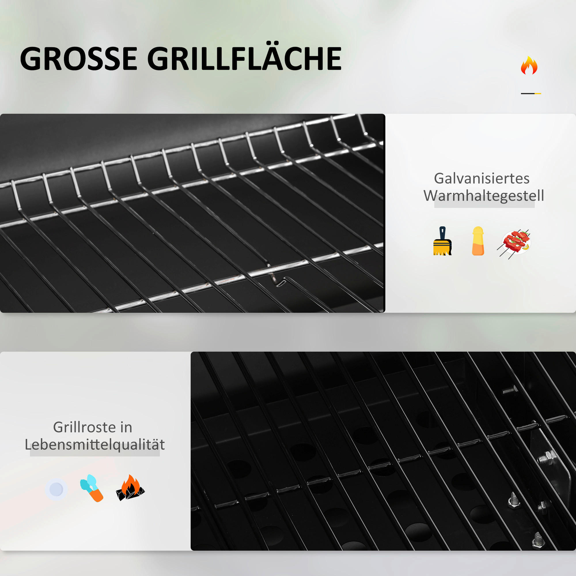 Outsunny Holzkohlegrill Edelstahl B/H/L: ca. 65x108x113 cm Holzkohlegrill - schwarz (113,00/65,00/108,00cm) - Outsunny