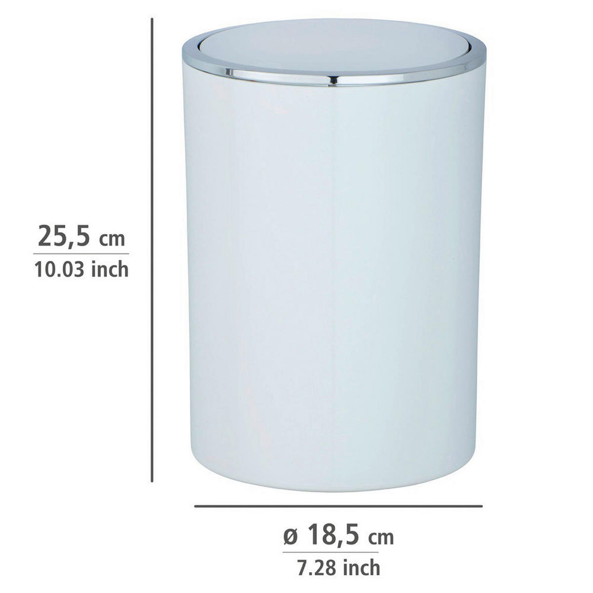 Schwingdeckeleimer weiß silber Kunststoff H/D: ca. 26x19 cm Schwingdeckeleimer_Inca white - weiß/silber (19,00/26,00cm) - Wenko