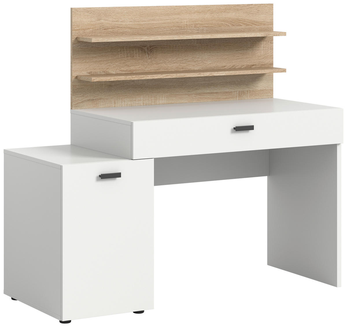 Schreibtisch Match weiß Eiche Sonoma Nachbildung B/H/T: ca. 130x117x54 cm Match - Eiche/weiß (130,00/117,00/54,00cm)