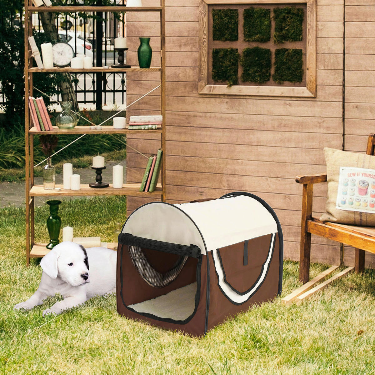 PawHut Hundetransportbox mokka braun Stoff B/H/L: ca. 46x51x61 cm Hundetransportbox - creme/mokka braun (61,00/46,00/51,00cm) - PawHut