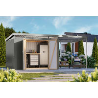 Karibu Gartenhaus Indra3 grau B/H/T: ca. 289x213x206 cm Indra3 - grau (289,00/213,00/206,00cm) - Karibu