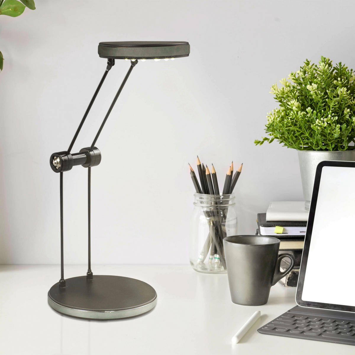Näve Leuchten LED-Tischleuchte schwarz Metall Kunststoff B/H/T/D: ca. 9,5x30x9,5x9,5 cm LED-Tischleuchte - schwarz (9,50/30,00/9,50cm) - Näve Leuchten