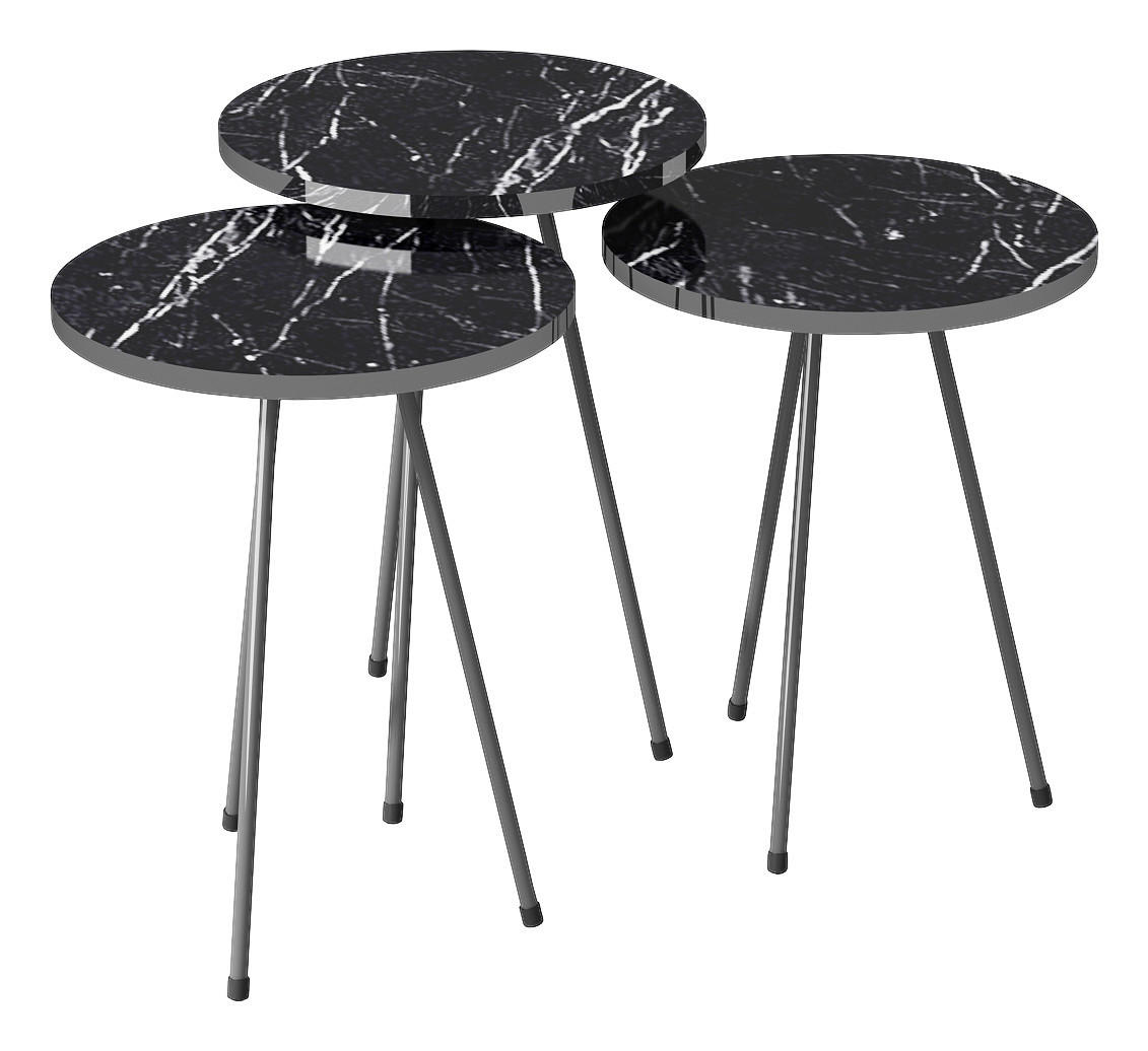 Beistelltisch 3er-Set. 21796177 schwarz Marmoroptik B/H/T: ca. 38x53,5x38 cm 3er-Set. 21796177 - schwarz/Marmoroptik (38,00/53,50/38,00cm) - moebel17
