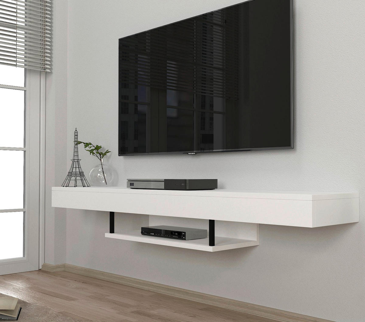 TV-Lowboard Alberes weiß B/H/T: ca. 150x22x29,6 cm Alberes - weiß (150,00/22,00/29,60cm) - moebel17