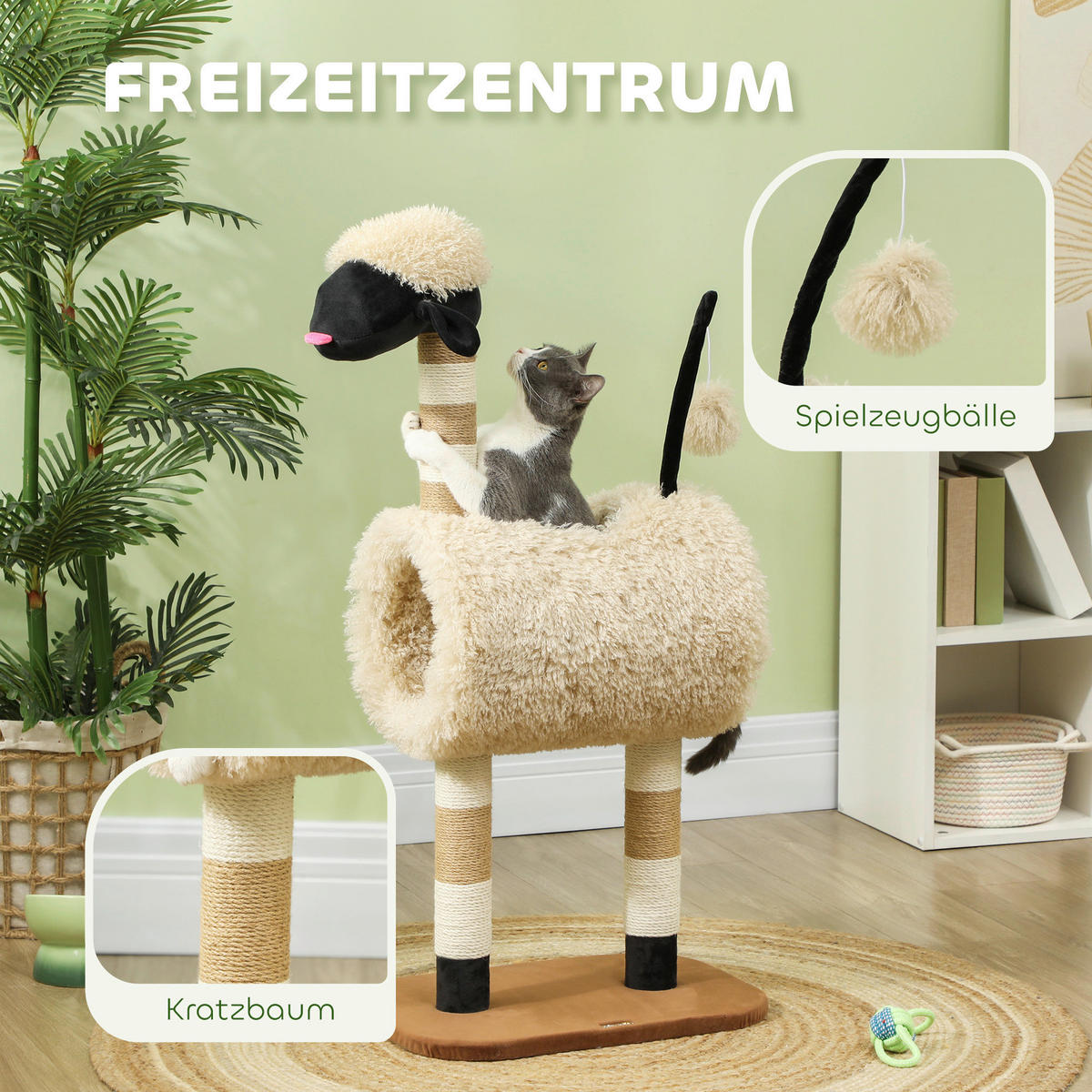 PawHut Kratzbaum braun Polyester B/H/L: ca. 34x98x48 cm Kratzbaum - braun (48,00/34,00/98,00cm) - PawHut