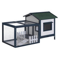 PawHut Meerschweinchenstall grün Holz B/H/L: ca. 78x84x151 cm Meerschweinchenstall mit Freigehege - weiß/grün (151,00/78,00/84,00cm) - PawHut