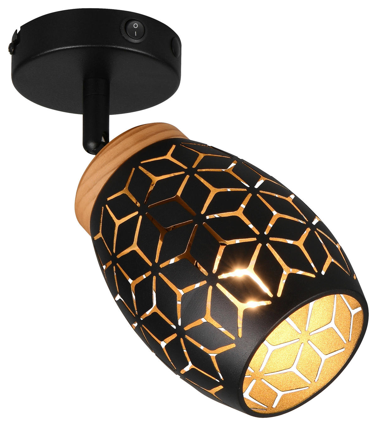 Reality Leuchten Spots schwarz gold Metall B/H: ca. 12x27 cm E14 1 Brennstellen Spot_Bidar_1 - gold/schwarz (12,00/27,00cm) - Reality Leuchten