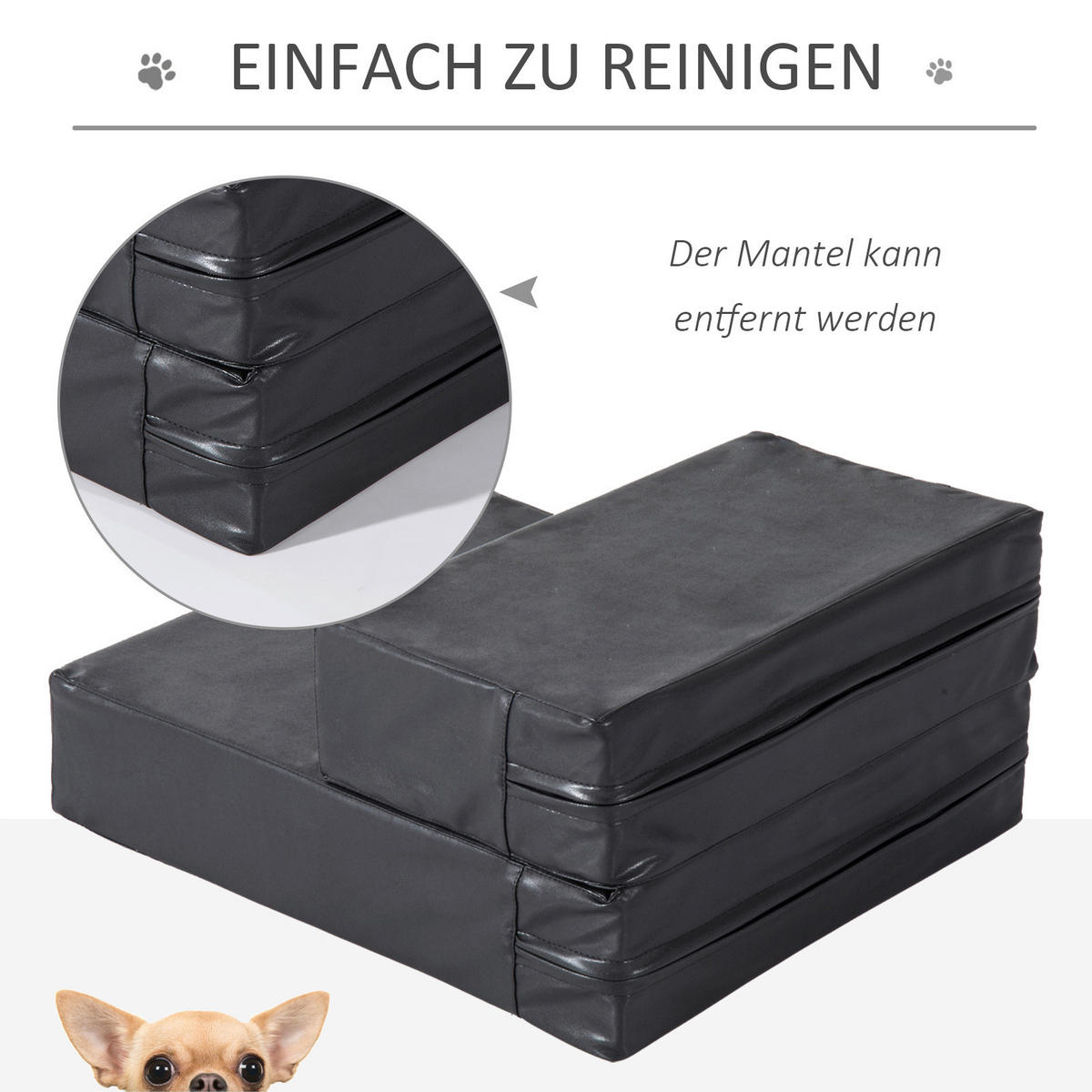 PawHut Hundetreppe schwarz Schaumstoff B/H/L: ca. 39x20x67 cm Hundetreppe - schwarz (67,00/39,00/20,00cm) - PawHut
