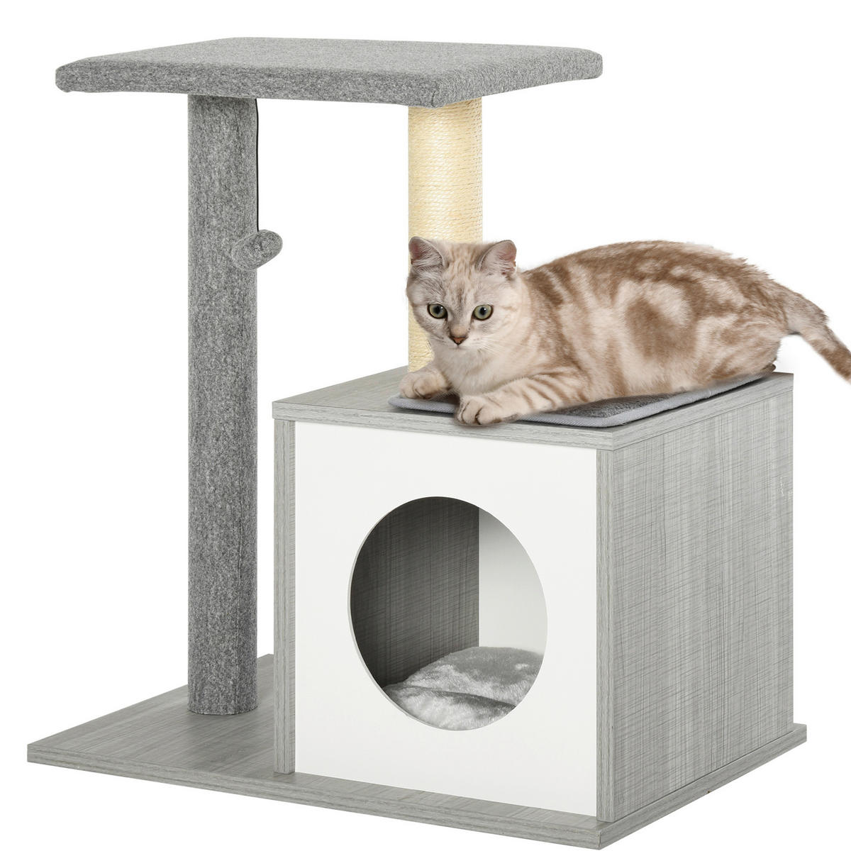 PawHut Kratzbaum grau Polyester B/H/L: ca. 59x62x39 cm Kratzbaum - grau (39,00/59,00/62,00cm) - PawHut