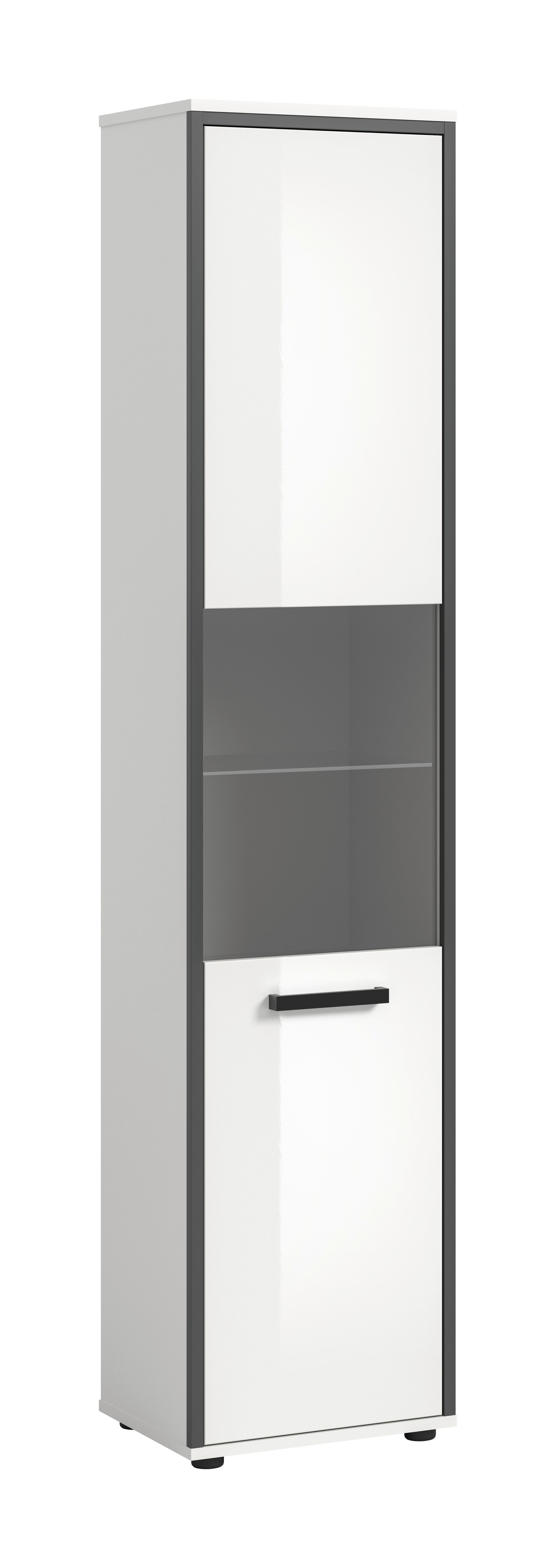 Midischrank KOJAK weiß Hochglanz anthrazit grau B/H/T: ca. 40x188x34 cm KOJAK - weiß/anthrazit (40,00/188,00/34,00cm) - xonox.home