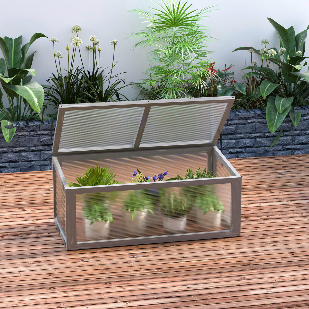 Outsunny Frühbeet B/H/L: ca. 46x40x90 cm Frühbeet - grau (90,00/46,00/40,00cm) - Outsunny
