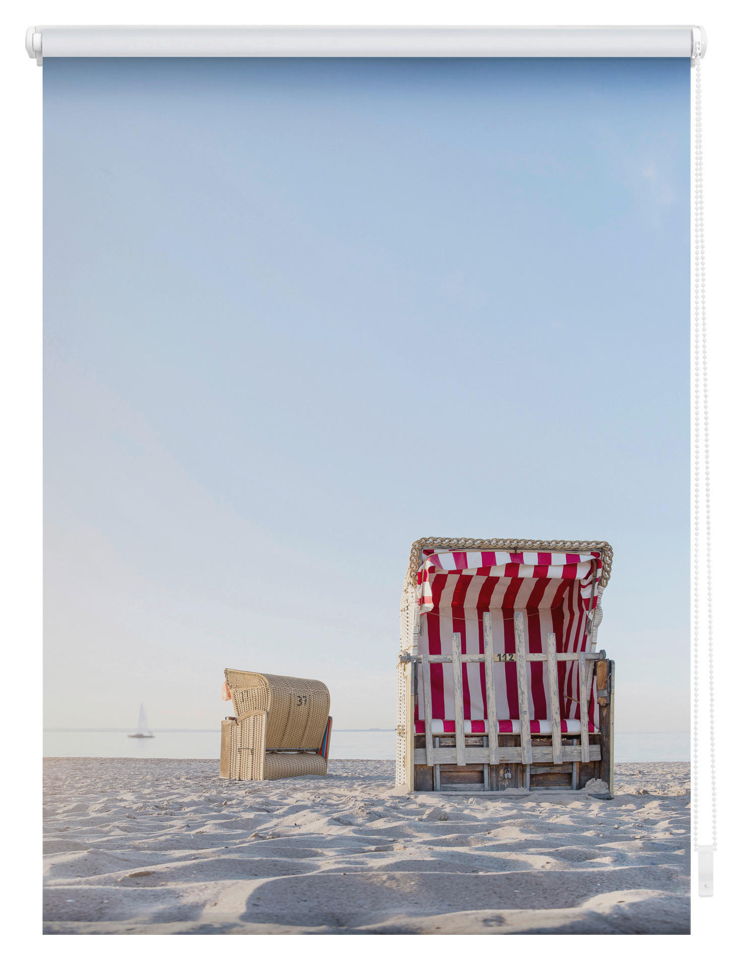 Thumbnail - Verdunkelungsrollo Strandkorb blau B/L: ca. 100x150 cm