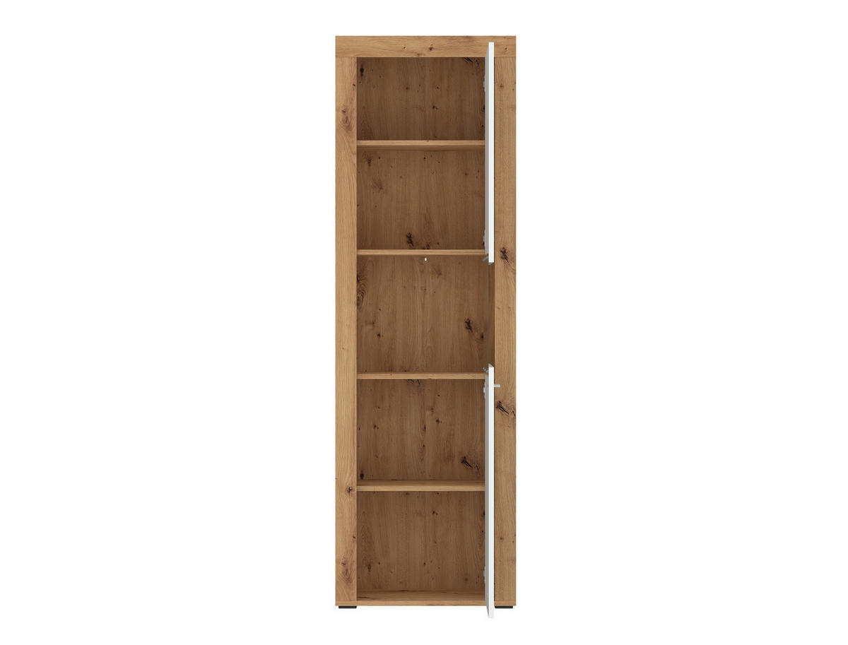 Vitrine Mallorca Plus Eiche Artisan Nachbildung weiß B/H/T: ca. 60x190x35 cm Mallorca Plus - Eiche/weiß (60,00/190,00/35,00cm)