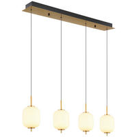 GLOBO Pendelleuchte messing Glas Metall B/H/T: ca. 13,5x150x80 cm 1.0 Brennstellen 15217-4 - messing (13,50/150,00/80,00cm) - GLOBO
