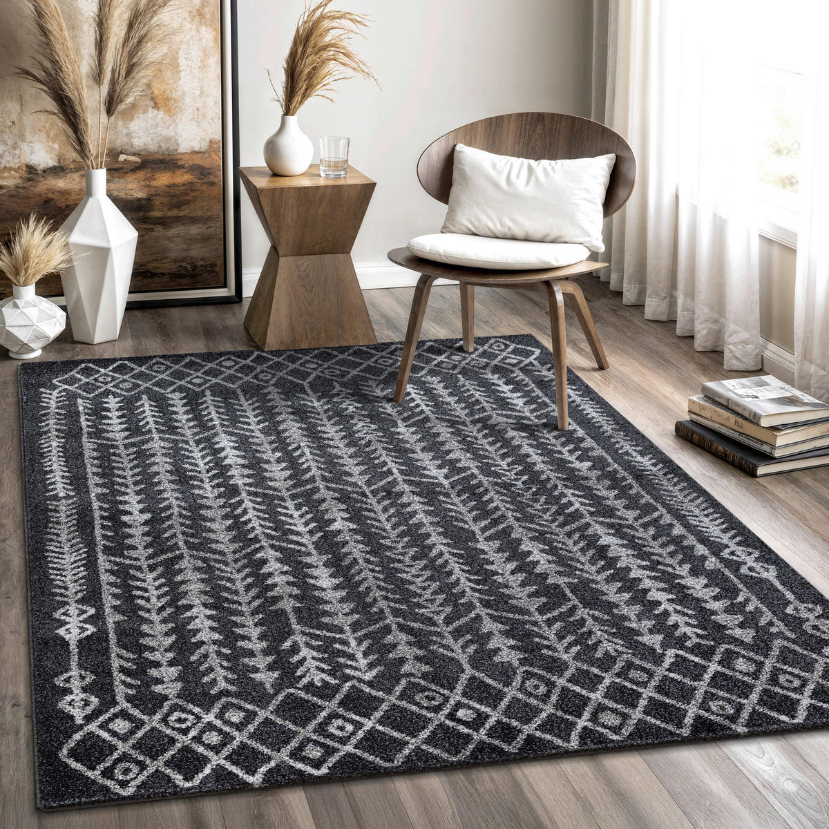 Sanat Teppich schwarz B/L: ca. 290x200 cm Teppich_Boho_8204_200x290 - schwarz (290,00/200,00cm) - Sanat