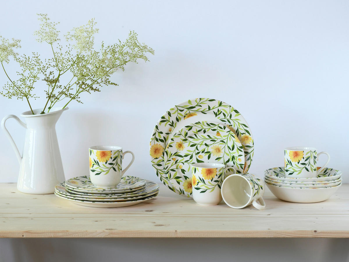 CreaTable Kombiservice Amarilla gelb Steingut 16 tlg. Amarilla - gelb - CreaTable