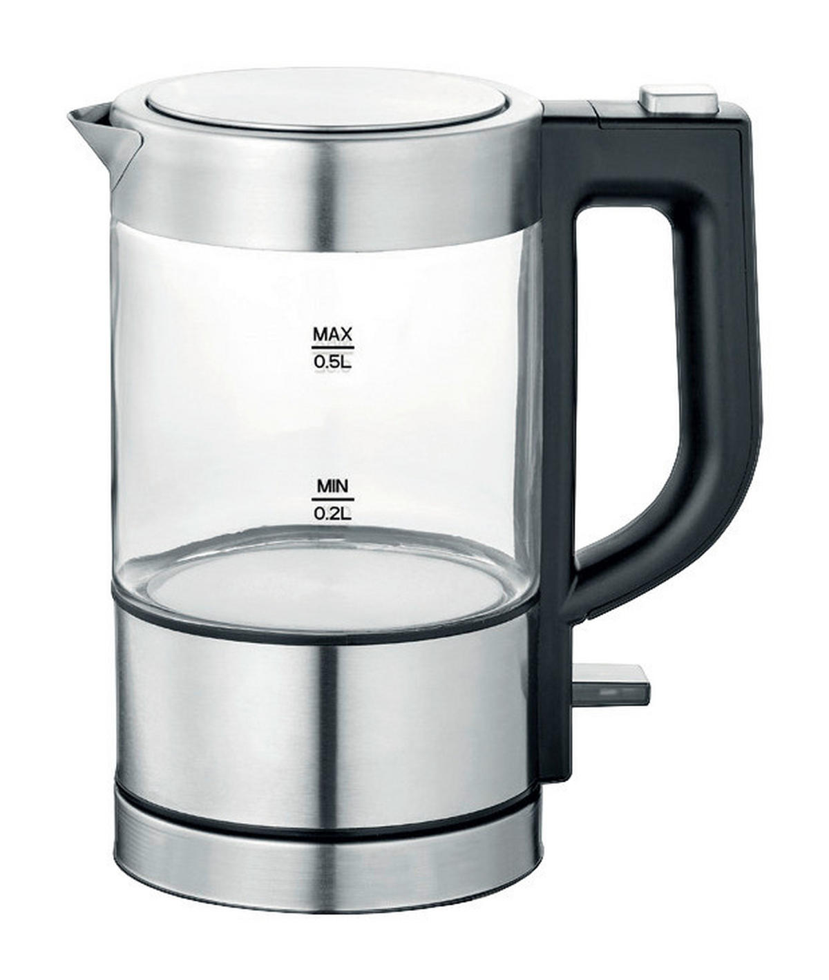 Emerio Wasserkocher WK-133540.1 silber Edelstahl Glas B/H/L: ca. 10,5x19,3x17,4 cm ca. 0,5 l Wasserkocher_Glas WK-133540.1 - silber (17,40/10,50/19,30cm) - Emerio