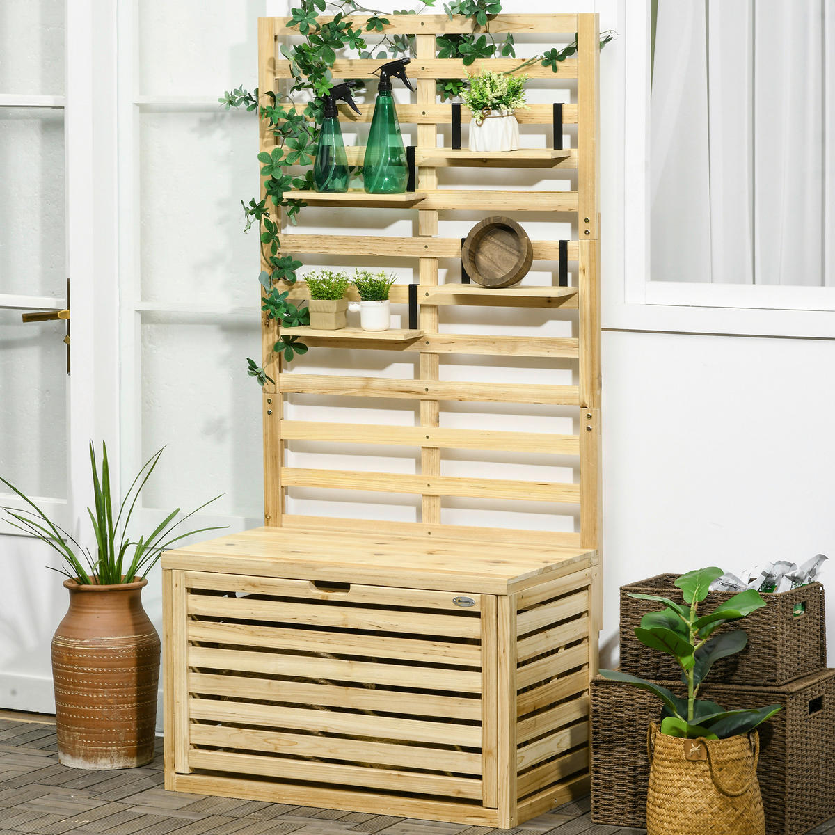 Outsunny Aufbewahrungsbox Aufbewahrungsbox - natur (80,00/45,00/160,00cm) - Outsunny