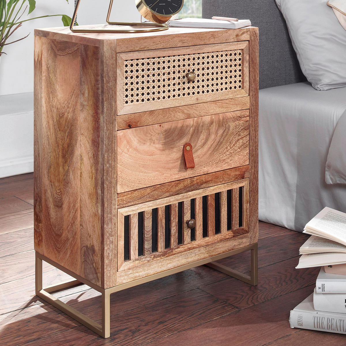 Nachtkonsole braun B/H/T: ca. 40x60x30 cm Nachtkonsole - braun (40,00/60,00/30,00cm) - Wohnling