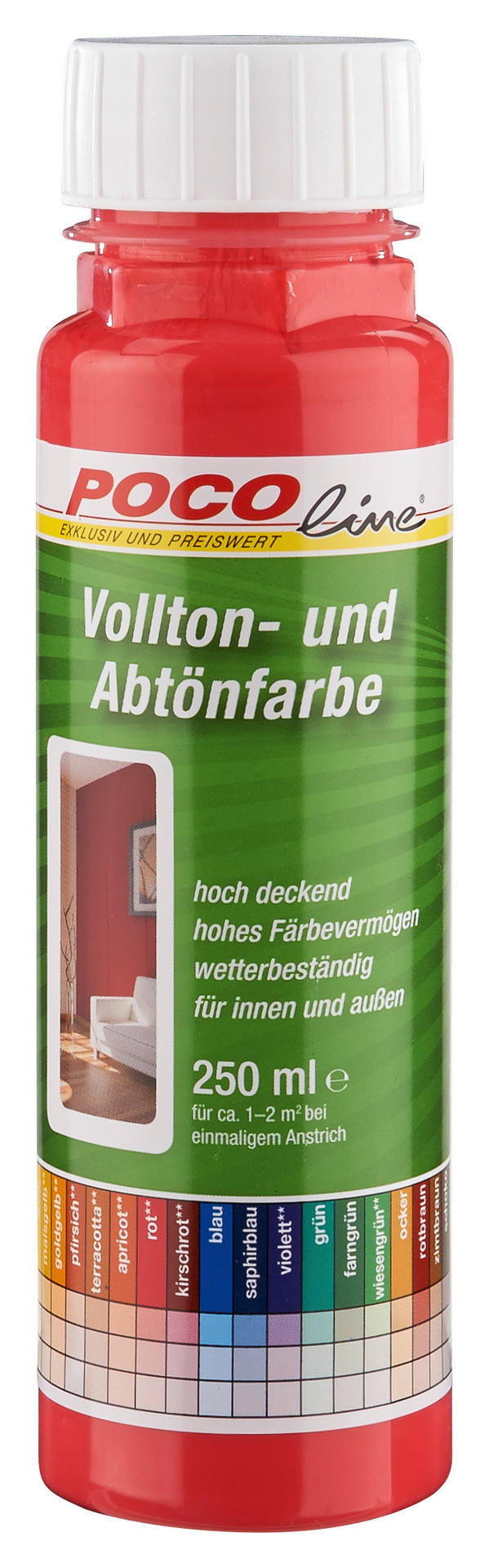 POCOline Vollton- und Abtönfarbe rot ca. 0,25 l Voll+Abtönfarbe 250ml rot - rot (250ml) - POCOline