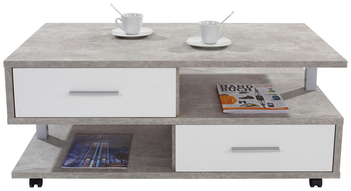 Couchtisch Quattro Beton Optik weiß Nachbildung B/H/T: ca. 105x45x60 cm Quattro - Beton/weiß (105,00/45,00/60,00cm)