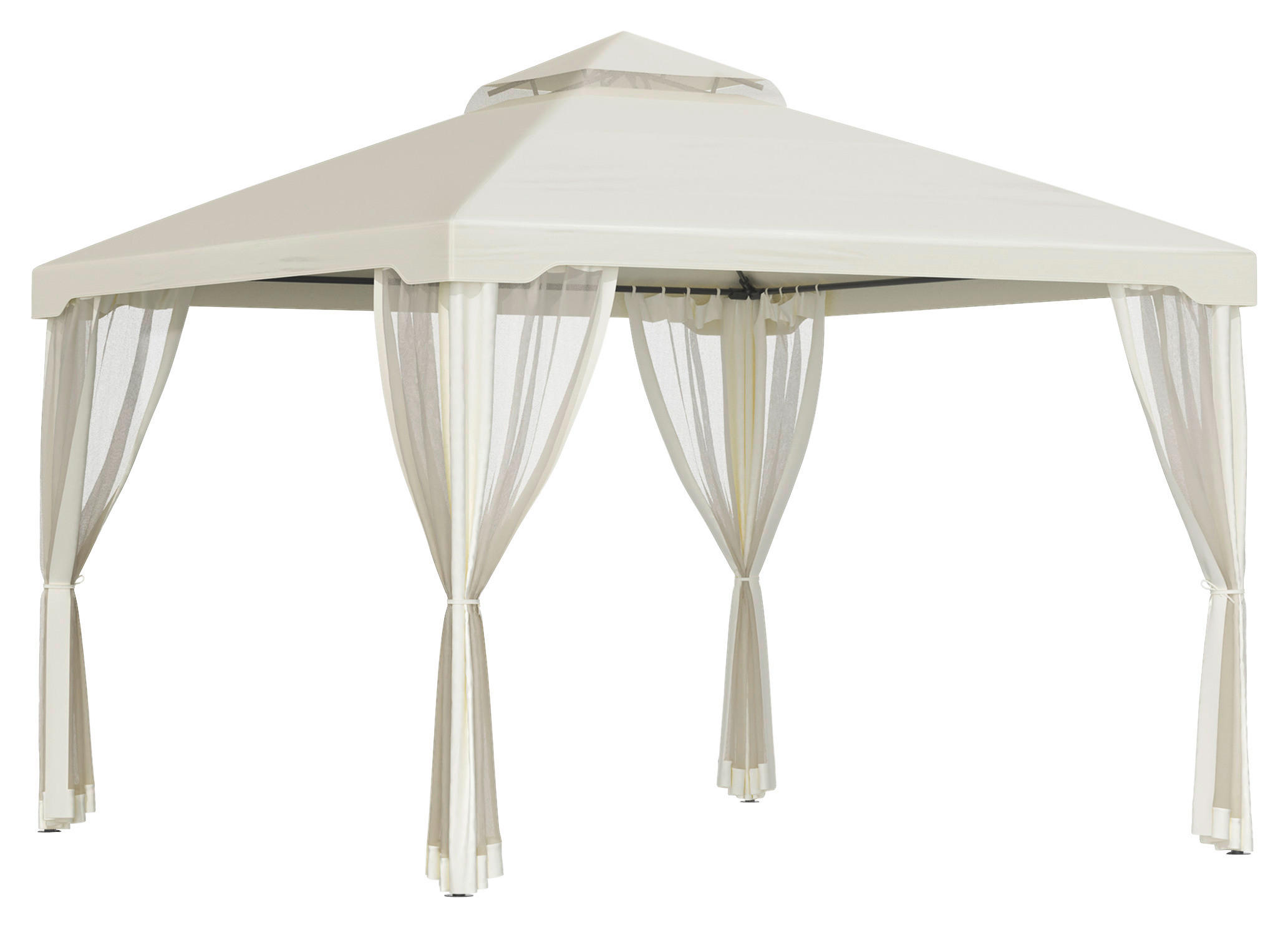 Outsunny Pavillon creme Polyester B/H/L: ca. 294x265x294 cm Gartenpavillon - creme (294,00/294,00/265,00cm) - Outsunny