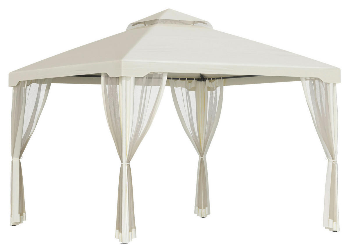 Outsunny Pavillon creme Polyester B/H/L: ca. 294x265x294 cm Gartenpavillon - creme (294,00/294,00/265,00cm) - Outsunny