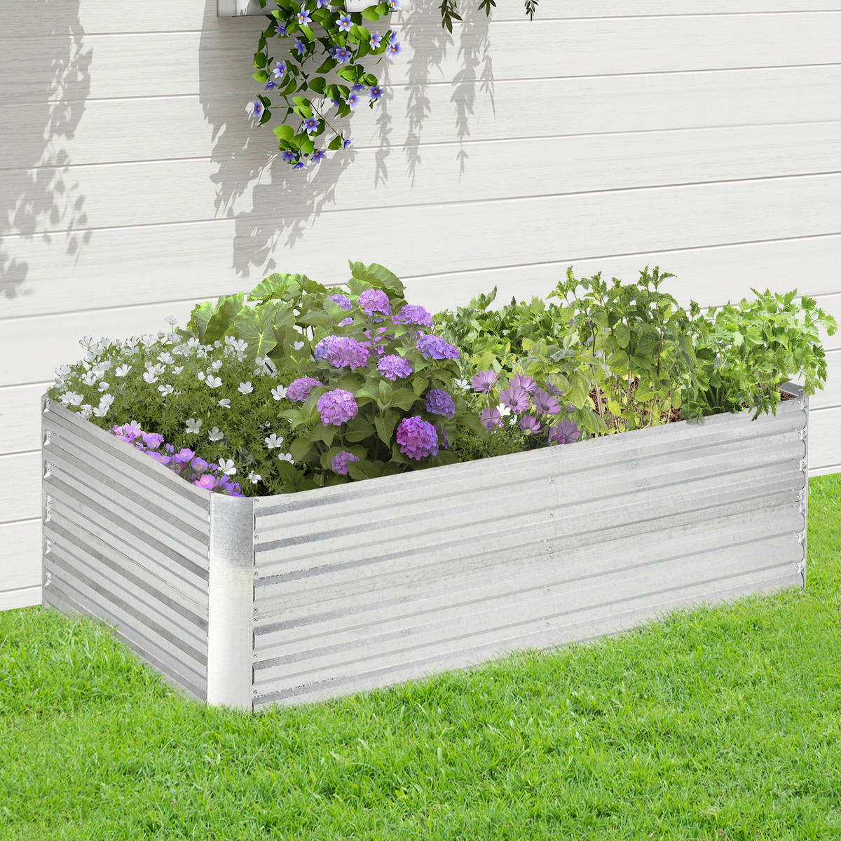 Outsunny Hochbeet silber Stahl B/H/L: ca. 90x59x180 cm Hochbeet - silber (180,00/90,00/59,00cm) - Outsunny