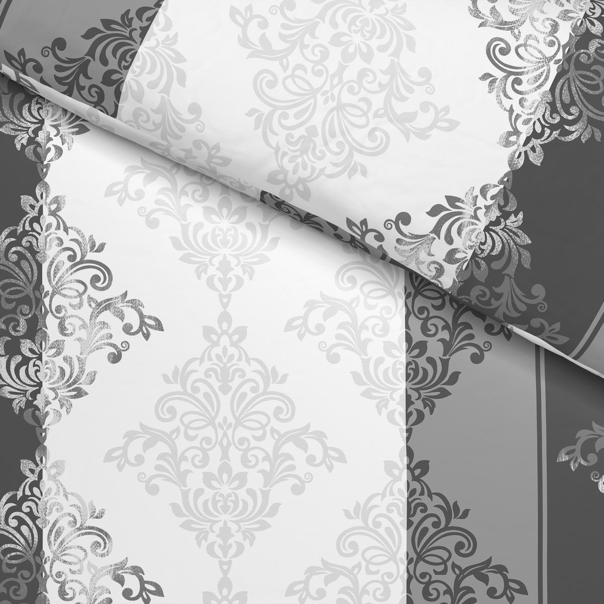 Baumwoll Bettwäsche Cotton touch Bettwäsche_Cotton-Touch Ornament - weiß/anthrazit (135,00/200,00cm) - Sensation